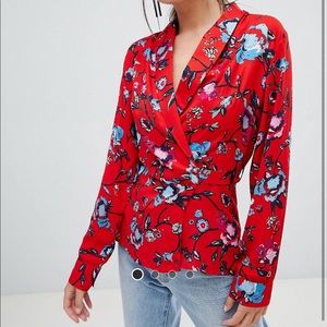 Boohoo print wrap top.